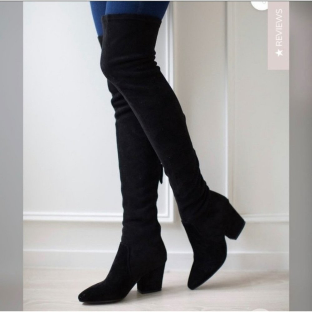 GoodNight Macaroon Ellis Classic Over the Knee Vegan Suede Leather boots size 8. - Picture 2 of 9